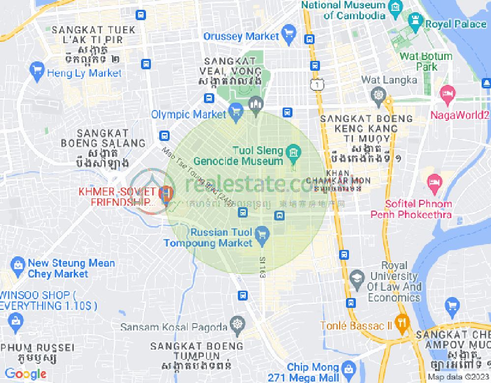 Mapa: Boeung Kak 1, Toul Kork, Phnom Penh