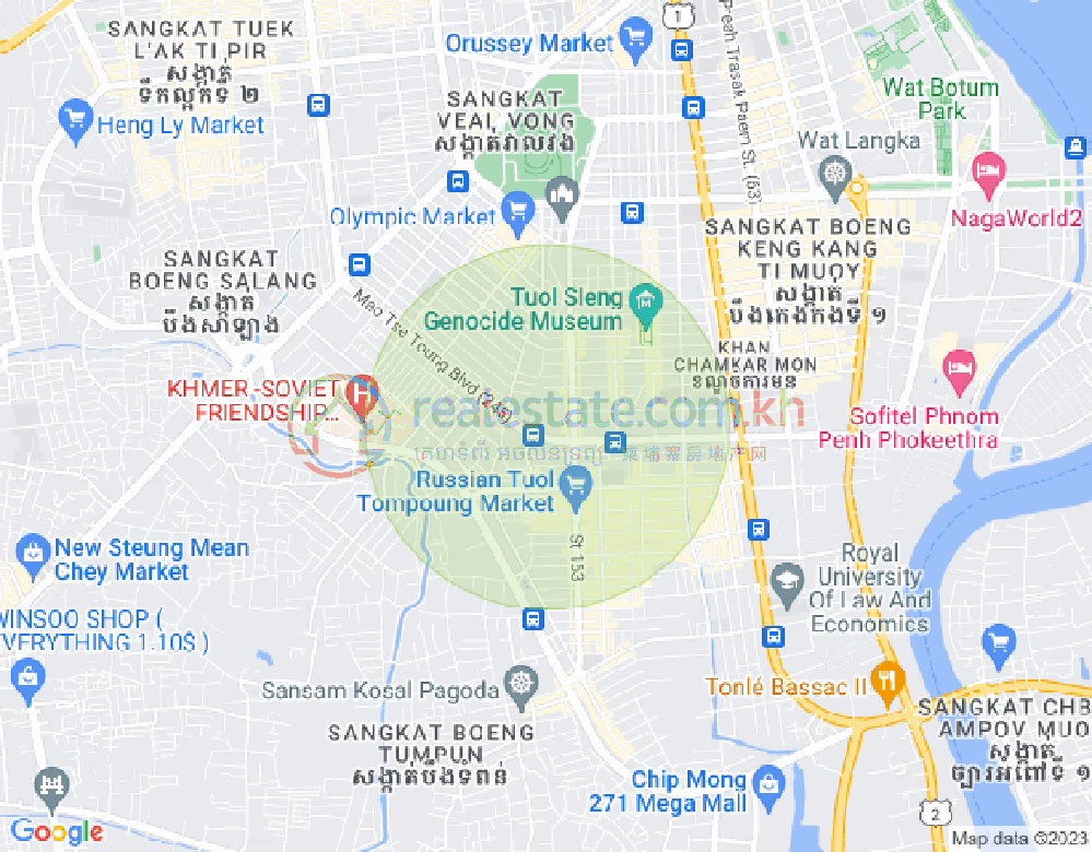 ブン・カック1, トゥールコーク, プノンペンの地図