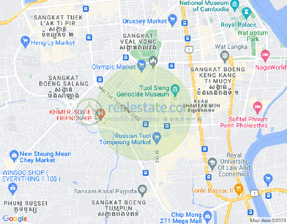 Mapa: Boeung Kak 1, Toul Kork, Phnom Penh