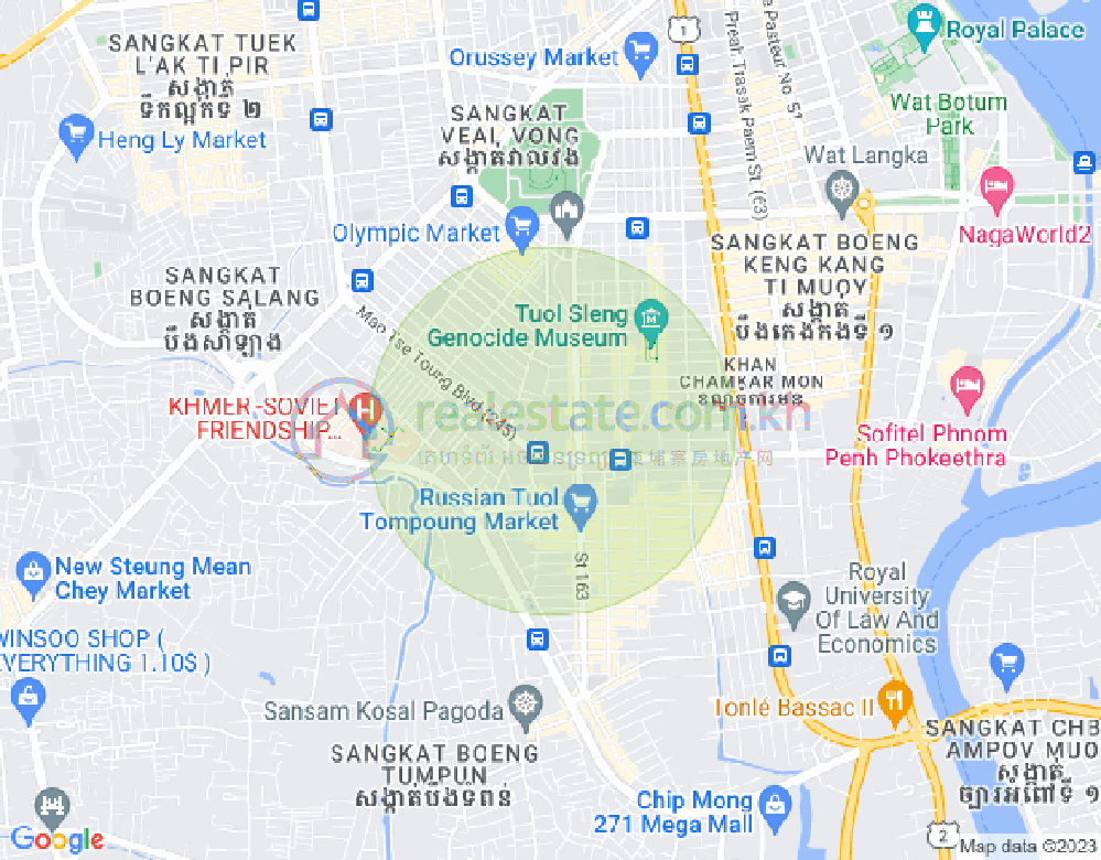 Mapa: Boeung Kak 1, Toul Kork, Phnom Penh