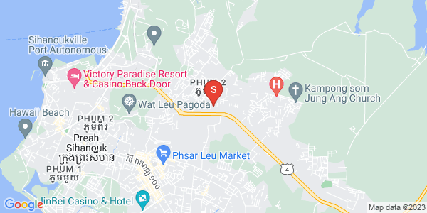 Mapa: ក្បែរមន្ទីរផែនការខេត្តព្រះសីហនុ 128500 ជិតសាលាសង្កាត់មួយ, Sangkat Muoy, Sihanoukville