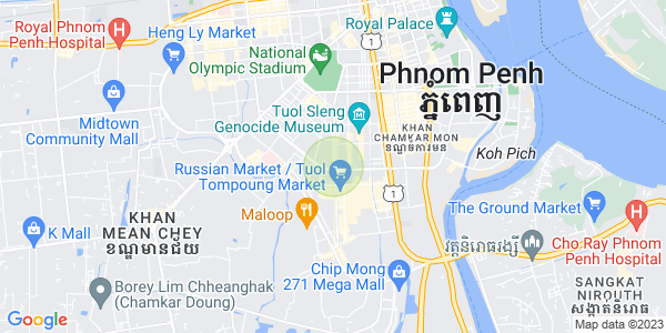 Mapa: Phsar Daeum Thkov, Chamkarmon, Phnom Penh