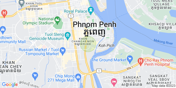 Mapa: Tonle Bassac, Chamkarmon, Phnom Penh
