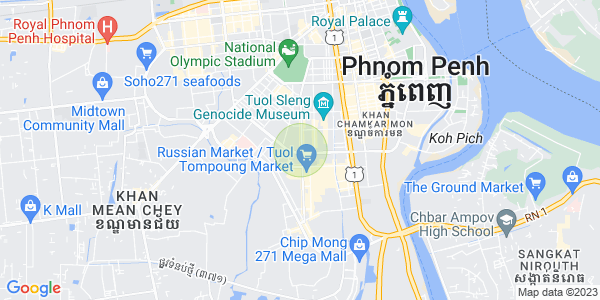 Map of Tonle Bassac, Chamkarmon, Phnom Penh