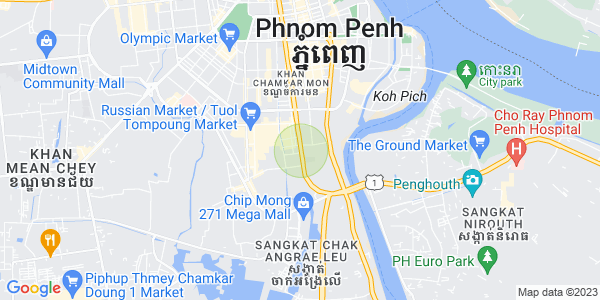Map of Tonle Bassac, Chamkarmon, Phnom Penh