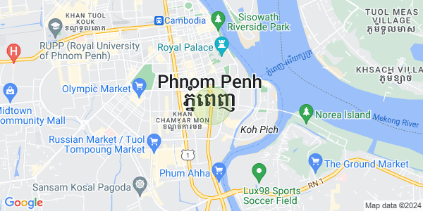 Mapa: Tonle Bassac, Chamkarmon, Phnom Penh