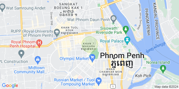 Mapa: Veal Vong, 7 Makara, Phnom Penh