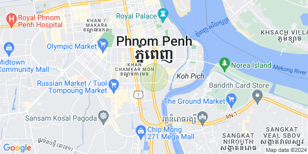 Mapa: Tonle Bassac, Chamkarmon, Phnom Penh