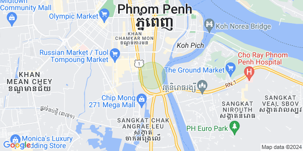 Mapa: Tonle Bassac, Chamkarmon, Phnom Penh