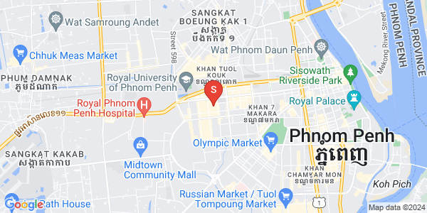 Mapa: 660000 សន្ធរម៉ុក ជិតសកលវិទ្យាល័យអាសុីអឺរ៉ុប, Tuek L'ak 2, Toul Kork, Phnom Penh