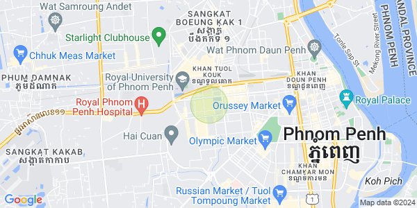 Mapa: Tonle Bassac, Chamkarmon, Phnom Penh