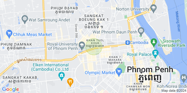 Mapa: Boeung Kak 1, Toul Kork, Phnom Penh