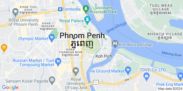 Mapa: Tonle Bassac, Chamkarmon, Phnom Penh