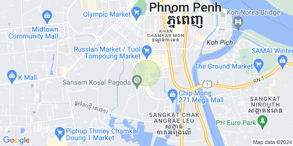 แผนที่ พสาร์เดิมทะกอ, จัมการมอน, พนมเปญ