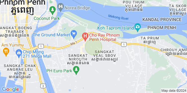 Preaek Aeng镇, 铁桥头区, 金边地图