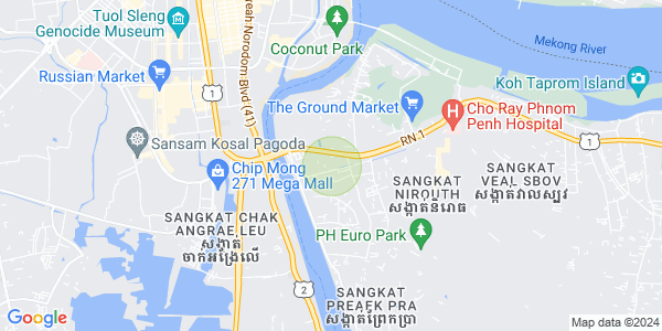 Mapa: Preaek Aeng, Chbar Ampov, Phnom Penh