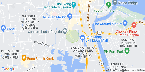 Carte de Phsar Daeum Thkov, Chamkarmon, Phnom Penh