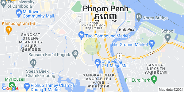 Map of Tonle Bassac, Chamkarmon, Phnom Penh
