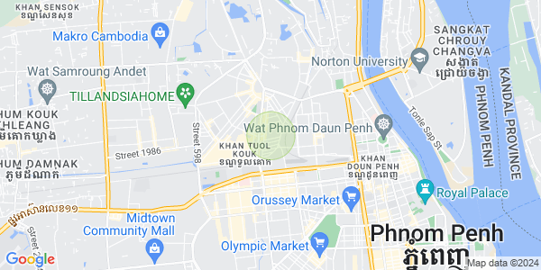 Mapa: Boeung Kak 1, Toul Kork, Phnom Penh