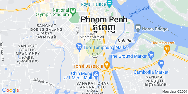 Mapa: Tonle Bassac, Chamkarmon, Phnom Penh