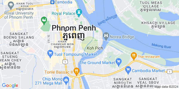 Mapa: Tonle Bassac, Chamkarmon, Phnom Penh