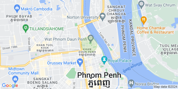 Map of Wat Phnom, Daun Penh, Phnom Penh