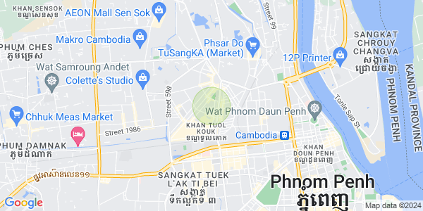 Mapa: Boeung Kak 1, Toul Kork, Phnom Penh