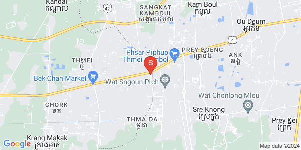 Baek Chan区, Angk Snuol市, 干拉省地图