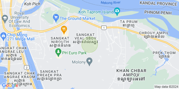 แผนที่ Preaek Aeng, จบาร์อamเปา, พนมเปญ