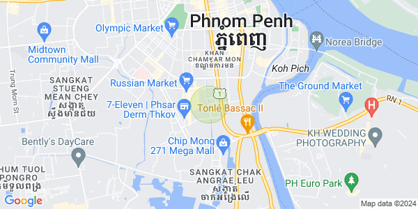 Map of Tonle Bassac, Chamkarmon, Phnom Penh