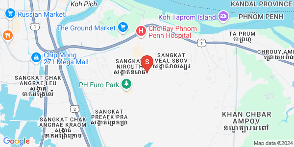 Preaek Aeng镇, 铁桥头区, 金边地图