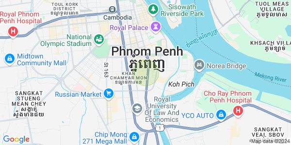 Map of Tonle Bassac, Chamkarmon, Phnom Penh