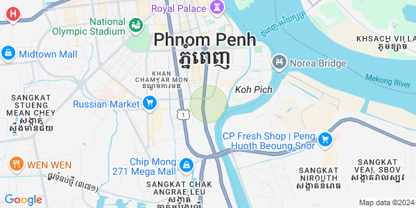 Mapa: Tonle Bassac, Chamkarmon, Phnom Penh