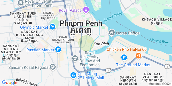 Map of Tonle Bassac, Chamkarmon, Phnom Penh