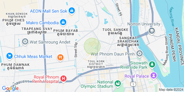 Mapa: Boeung Kak 1, Toul Kork, Phnom Penh