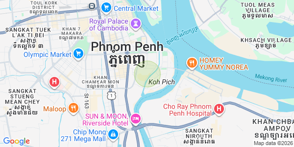 Mapa: Tonle Bassac, Chamkarmon, Phnom Penh