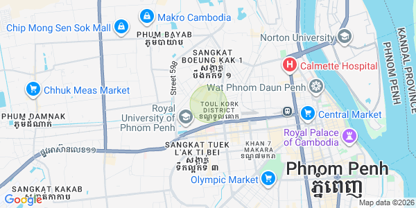 Map of Boeung Kak 2, Toul Kork, Phnom Penh