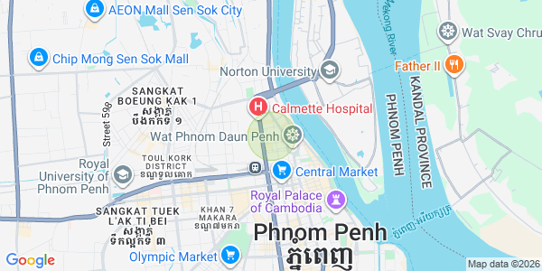 Map of Wat Phnom, Daun Penh, Phnom Penh