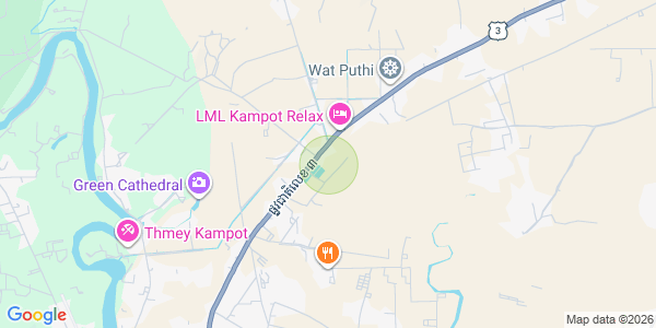 Mapa: Prey Khmum, Tuek Chhou, Kampot