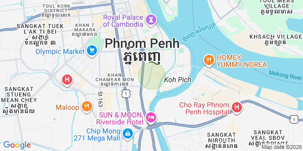 Mapa: Tonle Bassac, Chamkarmon, Phnom Penh