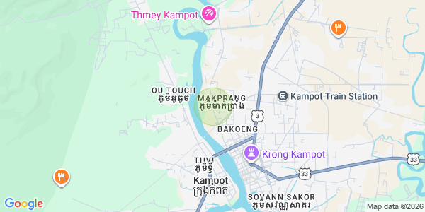 Mapa: Kampong Kraeng, Tuek Chhou, Kampot