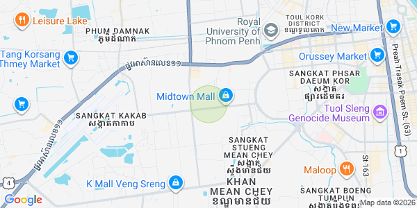 Mapa: Ou Baek K'am, Sen Sok, Phnom Penh