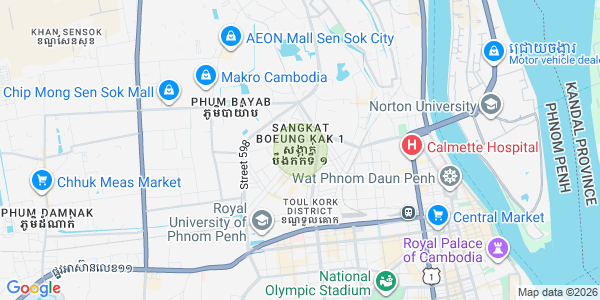Mapa: Boeung Kak 1, Toul Kork, Phnom Penh