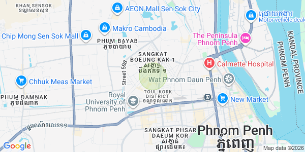 Mapa: Boeung Kak 1, Toul Kork, Phnom Penh