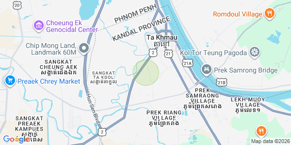 Mapa: Prek Ruessey, Ta Khmau, Kandal