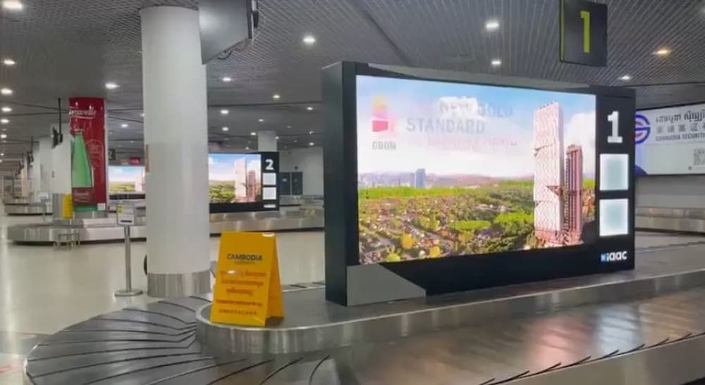 anamorphic advertising content in Cambodia, was installed at Phnom Penh International Airport by IAAC Cambodia