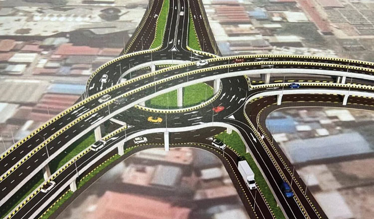 new overpass located at the triple intersection of Samdech Techo Hun Sen, Street 271, and Monivong Boulevard