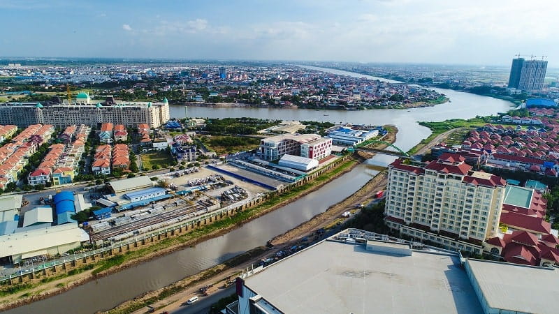 View of Phnom Penh riverside