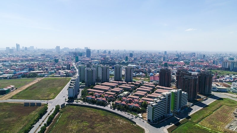 aerial view of housing development in Phnom Penh