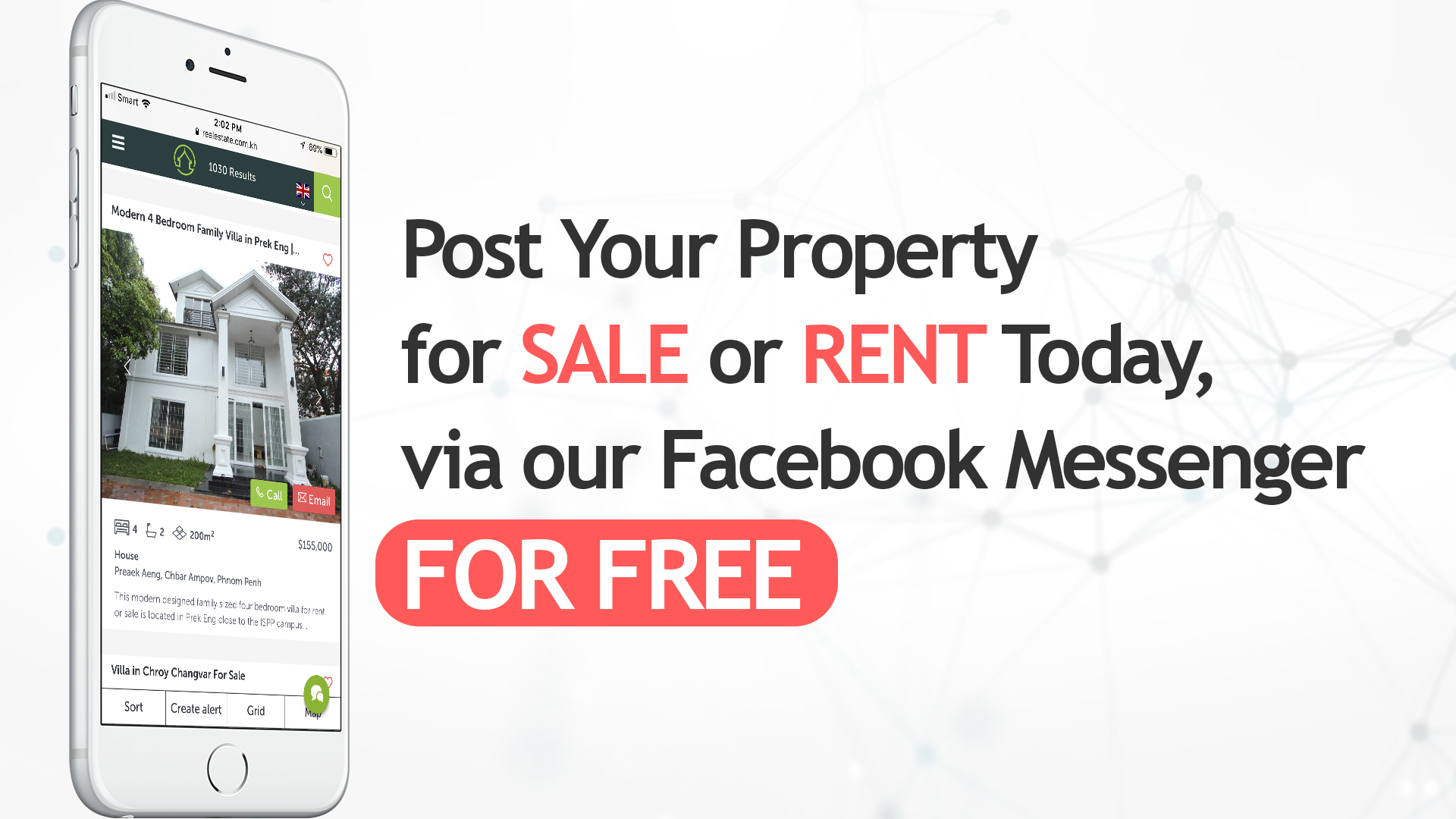 Post your Property for Sale or Rent on Realestate.com.kh via our facebook page